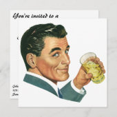 パーティーのカクテルタイムでの独身男性(ヴィンテージスタイル) 招待状 (正面/裏面)