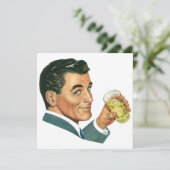 パーティーのカクテルタイムでの独身男性(ヴィンテージスタイル) 招待状 (スタンド正面)