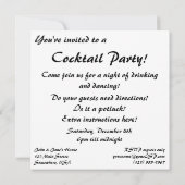 パーティーのカクテルタイムでの独身男性(ヴィンテージスタイル) 招待状 (裏面)