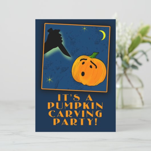 パーティーのカスタマイズ可能な招待状を切り分けるカボチャ 招待状 (スタンド正面)
