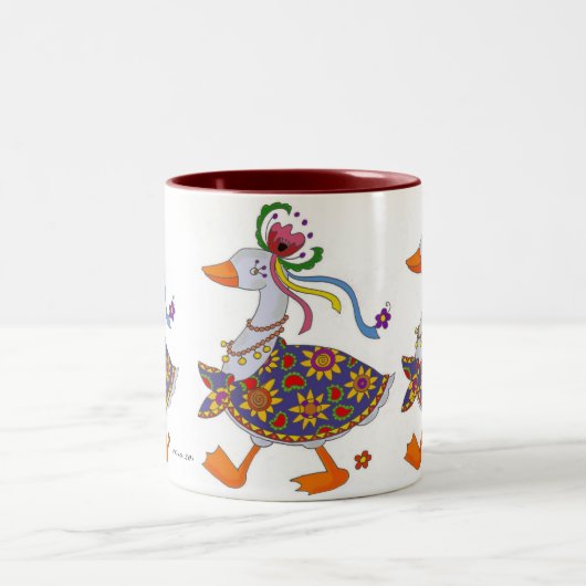 パーティーのガチョウのウクライナの民芸 ツートーンマグカップ (中央)