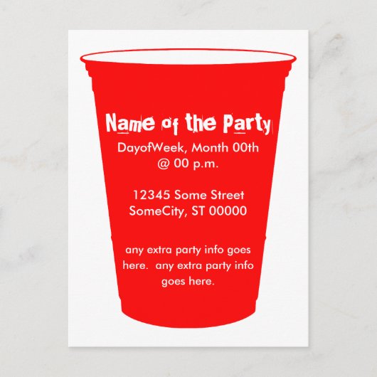 パーティーのコップの招待 インビテーションポストカード (正面)