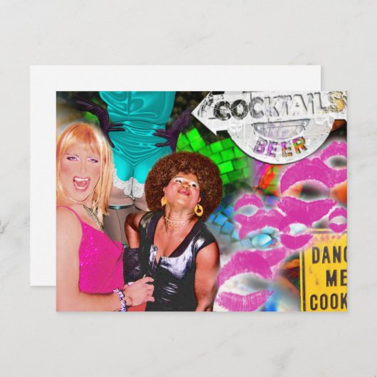 パーティーのコラージュの郵便はがき インビテーションポストカード (正面/裏面)