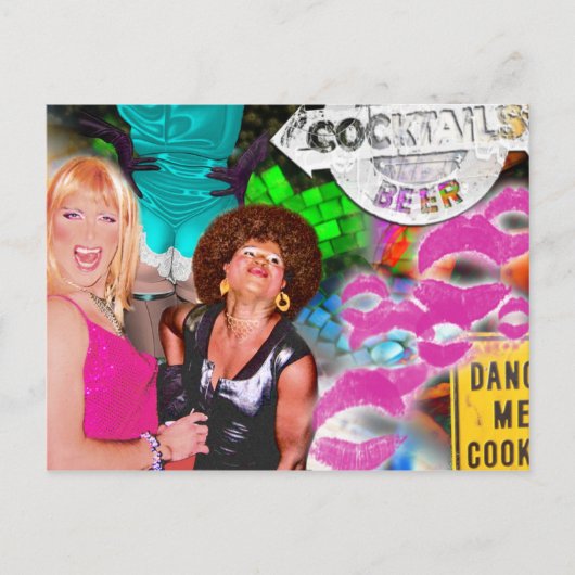 パーティーのコラージュの郵便はがき インビテーションポストカード (正面)