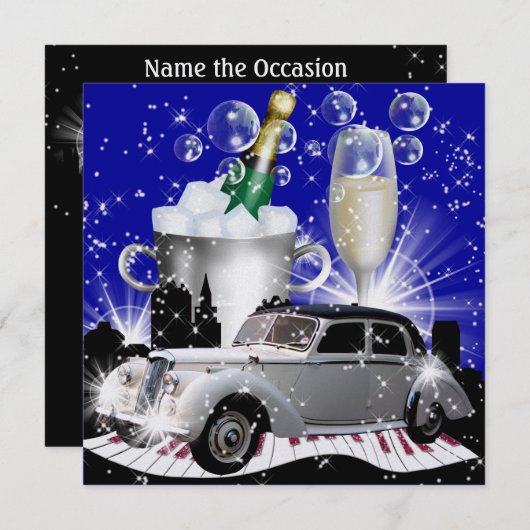 パーティーのスタイルブライトライト – SRF 招待状 (正面/裏面)