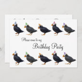 パーティーのツノメドリの列の誕生日の招待状 招待状 (正面/裏面)