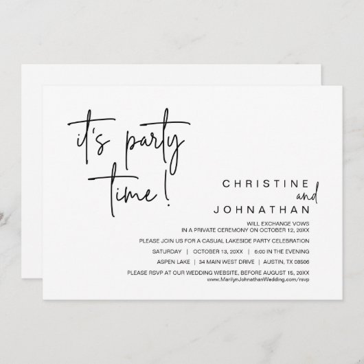 パーティーのディナー結婚パーティー 招待状 (正面/裏面)