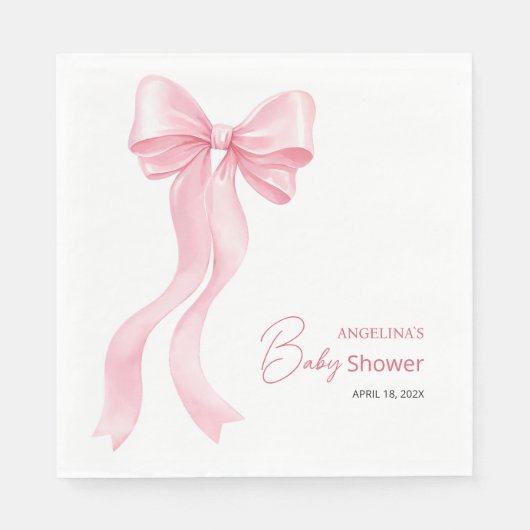 パーティーのナプキンは愛らしい弓と赤ちゃんシャワー。 スタンダードランチョンナプキン (正面)