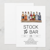 パーティーのバーカウンターを満席にしよう カップルシャワーの招待状 招待状 (正面/裏面)