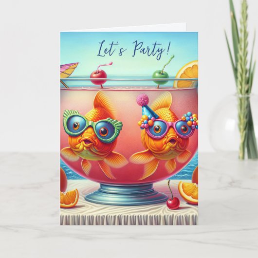 パーティーのパンチ誕生日入り金魚 カード (正面)