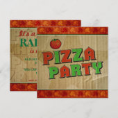 パーティーのピザ テイクアウト ボックス 誕生日 ご招待 招待状 (正面/裏面)