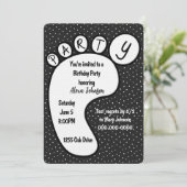 パーティーのフットプリント水玉模様 招待状 (スタンド正面)