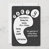 パーティーのフットプリント水玉模様 招待状 (正面)