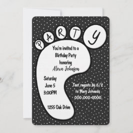 パーティーのフットプリント水玉模様 招待状