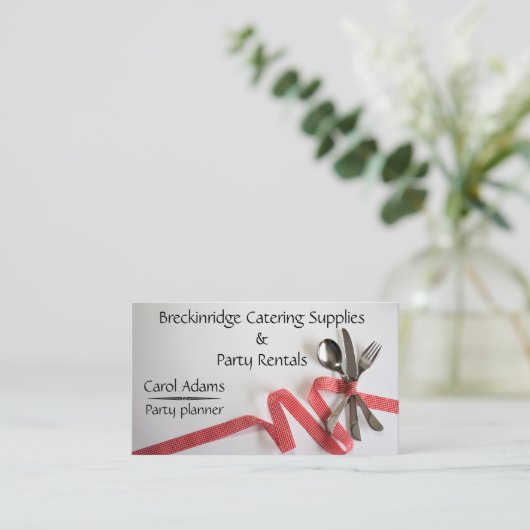 パーティーのプランナーおよびイベントの食料調達の供給 名刺 (スタンド正面)