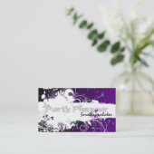 パーティーのプランナーの名刺のグランジな(ばちゃばちゃ)跳ねるの紫色 名刺 (スタンド正面)
