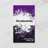 パーティーのプランナーの名刺のグランジな(ばちゃばちゃ)跳ねるの紫色 名刺 (裏面)
