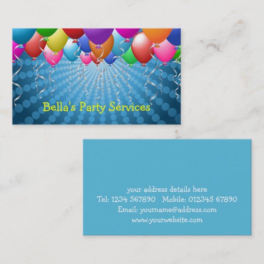 パーティーのプランナーの名刺 名刺 (正面/裏面)