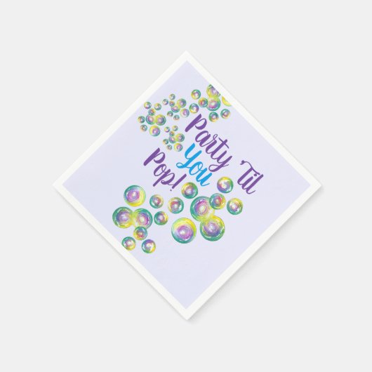 パーティーのポップ・アートの泡吹が虹色に スタンダードカクテルナプキン (角)