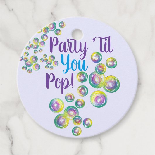 パーティーのポップ・アートの泡吹が虹色に フェイバータグ (正面)