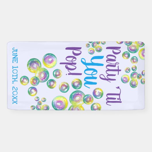 パーティーのポップ・アートの泡吹が虹色に 横断幕 (横)