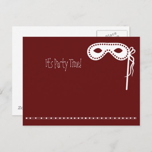 パーティーのマスクの招待 インビテーションポストカード (正面/裏面)
