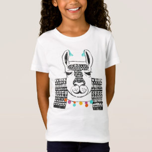 パーティーのラマ-ポートレート Tシャツ