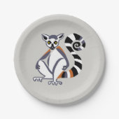 パーティーのリングや輪尾のキツネザル – 絶滅危惧種の霊長類 ペーパープレート (正面)