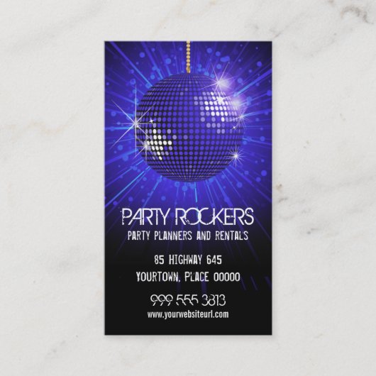 パーティーのレンタル青い鏡の球 名刺 (正面)