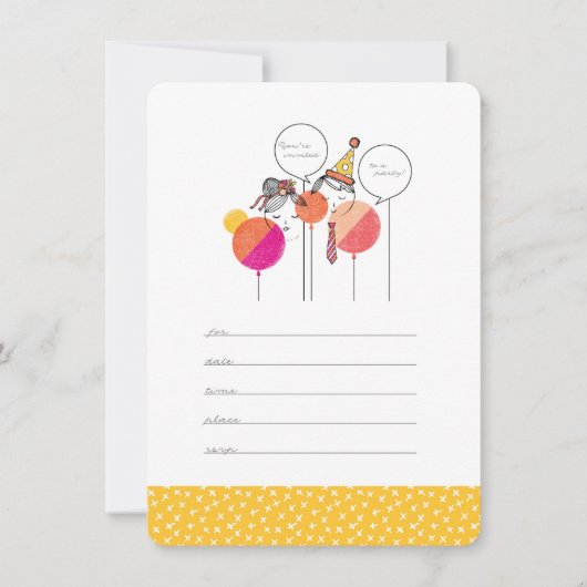 パーティーの人々 4.5"×6.25" 招待状 (正面)