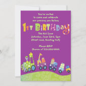 パーティーの列車の第1誕生日の幸せなパーティの招待状 招待状 (正面)