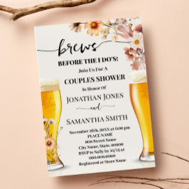 パーティーの前にビール ワイルドフラワーの秋 カップルシャワー 招待状