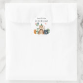 パーティーの動物、プレゼントとパーティー帽の虎 ラウンドシール (バッグ)