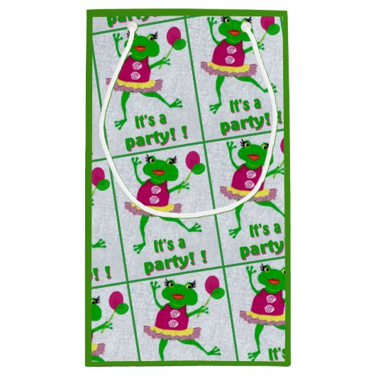 パーティーの大事な行事のための緑カエルのパーティーのギフトバッグ スモールペーパーバッグ (裏面)