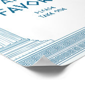 パーティーの好意ギリシャの寺院と青で署名 ポスター (角)