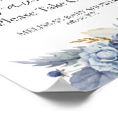 パーティーの好意シンボルや象徴緑の塵の青い花 ポスター (角)