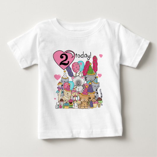 パーティーの子ネコの第2誕生日のTシャツおよびギフト ベビーTシャツ (正面)
