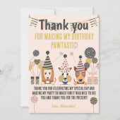 パーティーの帽子と風船でかわいい犬3匹の誕生日 サンキューカード (正面)
