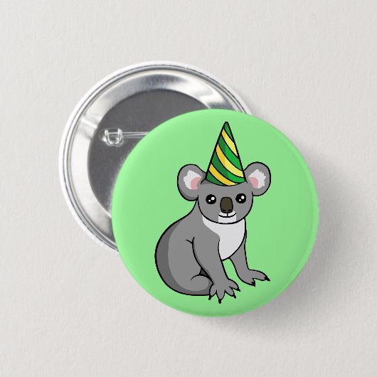 パーティーの帽子のスケッチのバッジのかわいい誕生日のコアラ 缶バッジ (正面&裏面)