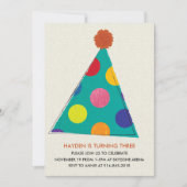 パーティーの帽子の誕生日の招待状、カード 招待状 (正面)