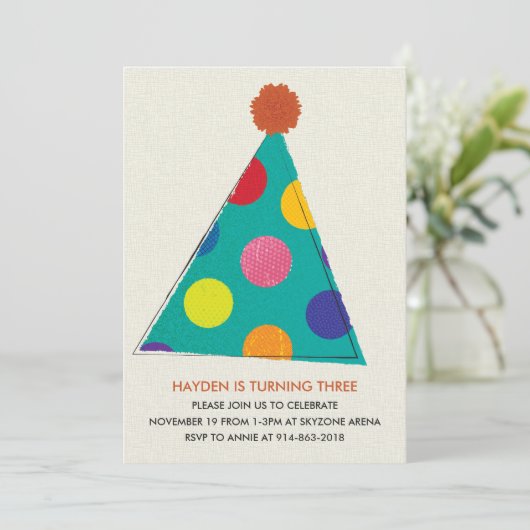 パーティーの帽子の誕生日の招待状、カード 招待状 (スタンド正面)