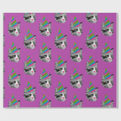 パーティーの帽子の誕生日猫 ラッピングペーパー (フラット)