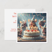 パーティーの帽子をかぶったマウス、マウスの誕生日招待状 招待状 (正面/裏面)