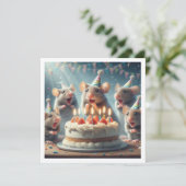 パーティーの帽子をかぶったマウス、マウスの誕生日招待状 招待状 (スタンド正面)