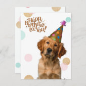 パーティーの帽子をかぶった子犬の誕生日ポストカード ポストカード (正面/裏面)