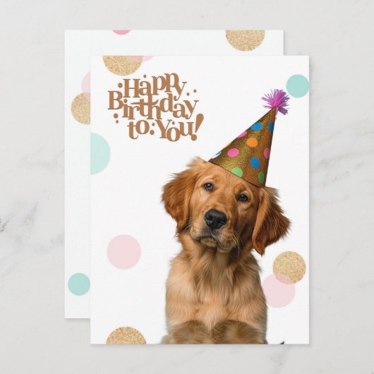 パーティーの帽子をかぶった子犬の誕生日ポストカード ポストカード (正面/裏面)