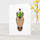 パーティーの帽子を被った馬 カード (黄色い花)