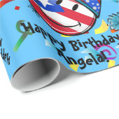 パーティーの帽子|の誕生日のプエルトリコの旗 ラッピングペーパー (ロールコーナー)