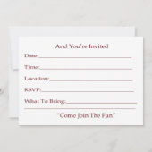 パーティーの招待カード 招待状 (裏面)