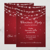 パーティーの招待状 エレガントなスパークリング チェーン 赤 招待状 (正面/裏面)